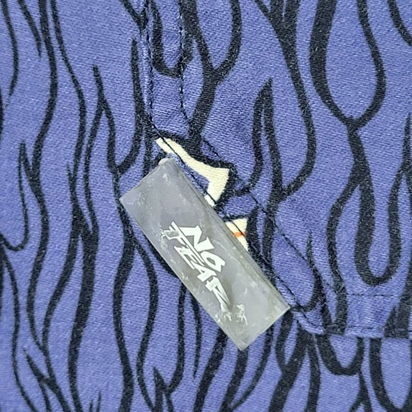 Vintage No Fear Men's Large Hawaiian Shirt 90s Retro Button Up Blue Floral Top - Picture 3 of 10